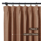 Twopages Orange Copper Linen Pinch Pleat Drape For Living Room, Window Treatment Curtain Panel Double Layer Room Darkening Light