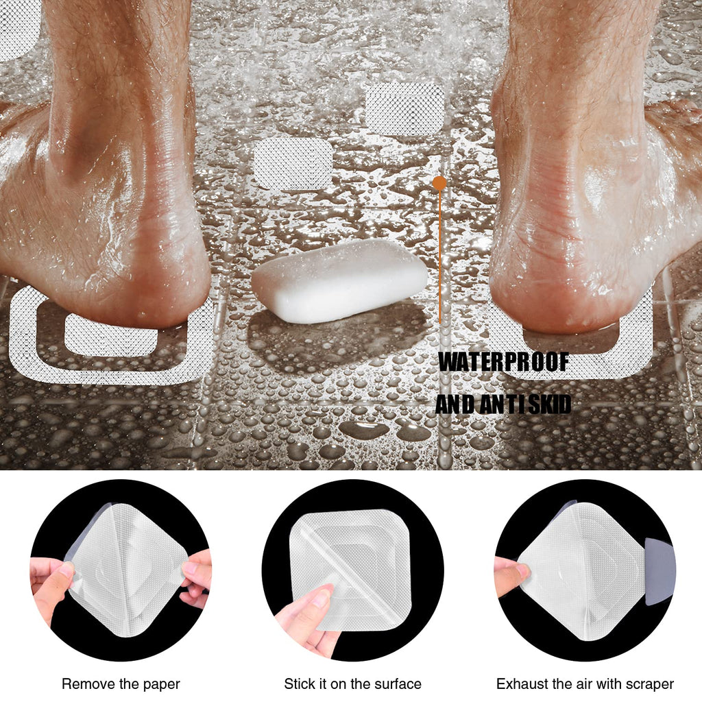 Secopad Non-Slip Bathtub Stickers, 72 Pcs Safety Bathroom Tubs Showers Treads Adhesive Decals With Scraper (White)