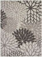 Nourison Aloha Indoor/Outdoor Floral Silver Grey 9'6' X 13' Area Rug, (10' X 13')
