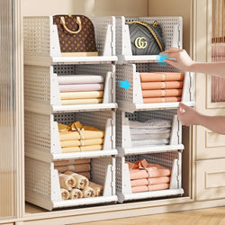 Verat 8 Pieces Wardrobe Organizer/Stackable Drawers/Storage Organiser/Foldable/Almirah/Closet Basket/Cupboard/Shirt Storage Stac