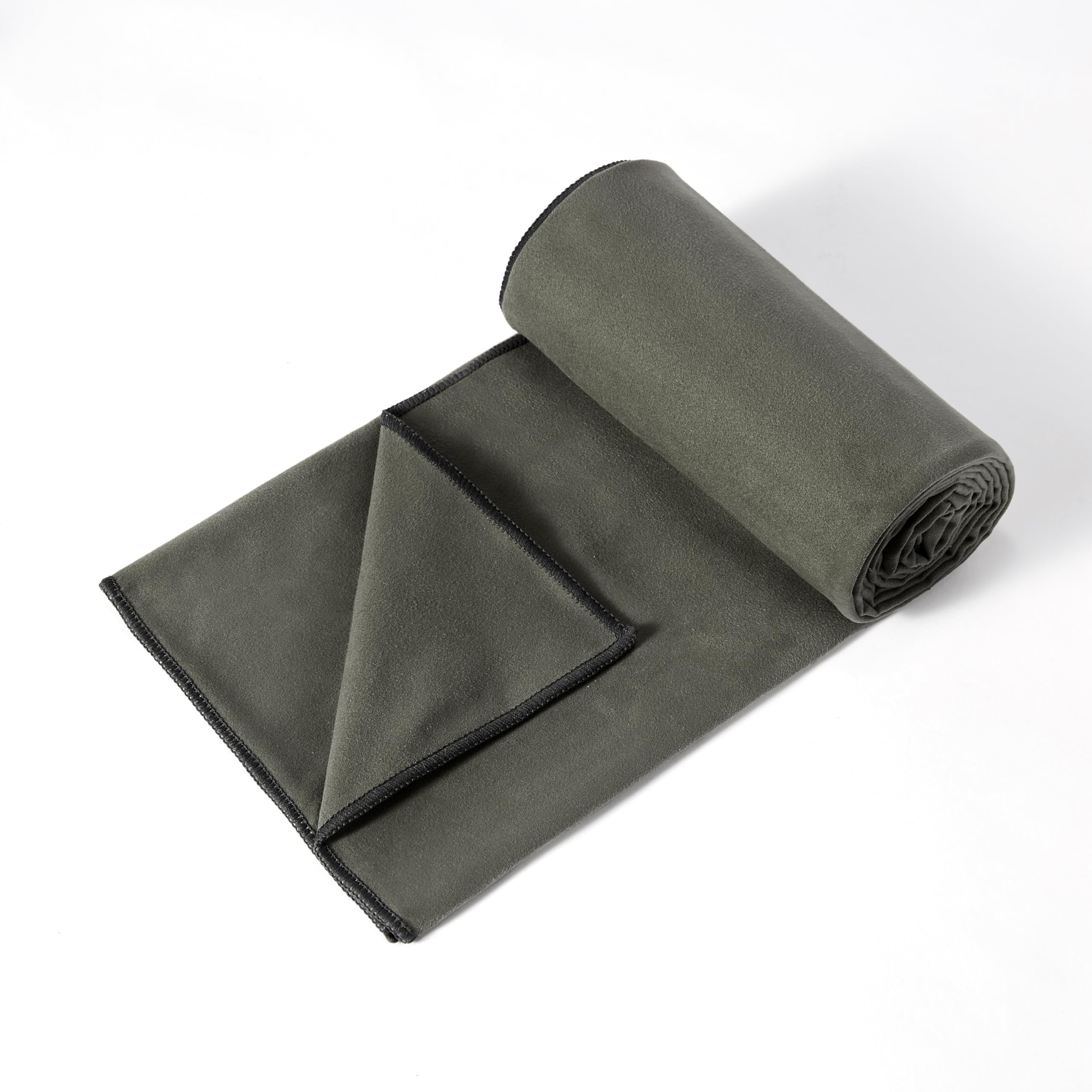 Amazon Basics Hot Yoga Mat Towel, Soft Microfiber, Non-Slip, Absorbent, Quick Drying, 74 x 24, Gray