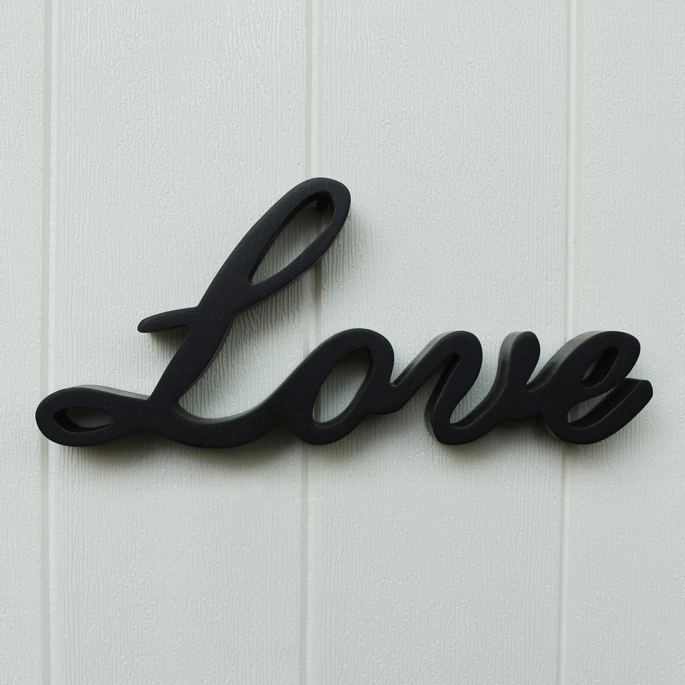 Cvhomedeco. Black Wooden Words Sign Free Standing Love Desk/Shelf/Home Wall/Office Decoration Art, 10-1/4 X 4-1/2 X 1 Inch