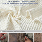 Phf 100% Cotton Waffle Weave Blanket Twin Size 66'X90' - Lightweight Cozy Washed Soft Breathable Throw Blanket - Great Blanket Layer For Couch Bed Sofa - Elegant Aesthetic Home Decoration - Cream