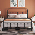 Topeakmart Queen Size Victorian Style Metal Bed Frame with Headboard/Mattress Foundation/No Box Spring Needed/Under Bed Storage/