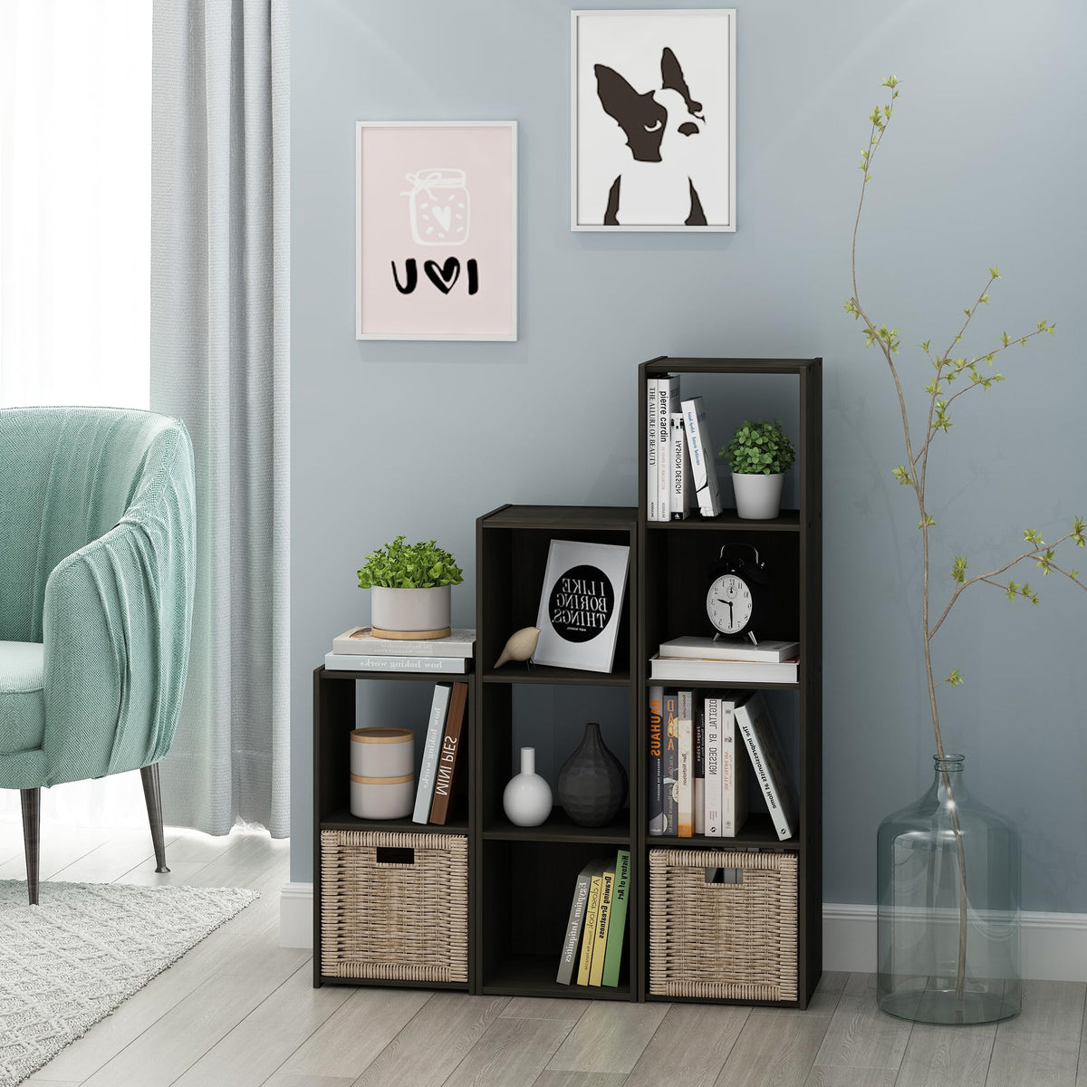 Furinno Pelli Cubic Storage Cabinet, 2x1, Espresso