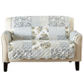 Patchwork Scalloped Printed Furniture Protector Stain Resistant Loveseat Cover (Loveseat, Grey)