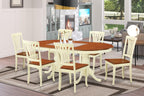 East West Furniture PLAV7-WHI-W 7 Piece Dining Set Consist of an Oval Dining Room Table with Butterfly Leaf and 6 Wood Seat Chairs, 42x78 Inch, Buttermilk & Cherry