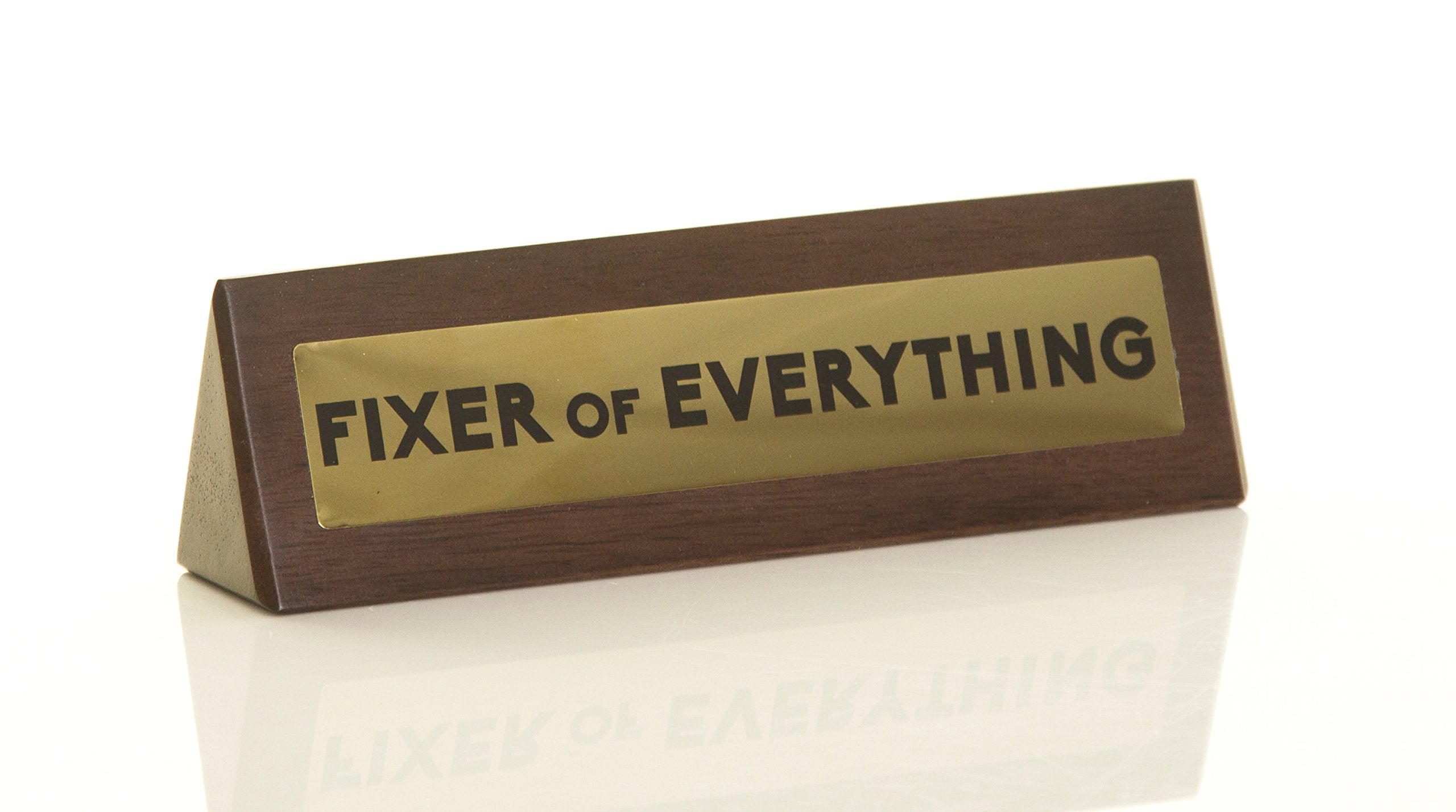 Boxer Gifts Fixer of Everything Joke Wooden Desk Plaque Sign - Funny Office Desk Accessories - White Elephant Gag Gifts For Cowo