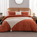 Litanika Burnt Orange King Comforter Set, 3 Pieces Lightweight Terracotta Rust Boho Fall Tufted Bedding Sets, Down Alternative C