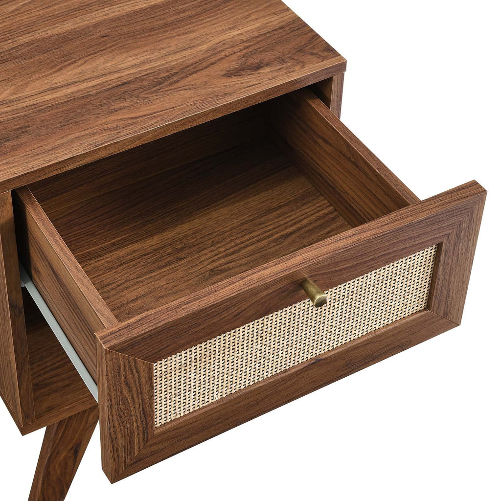 Modway Soma Modern Rattan, 1-Drawer Nightstand, Walnut