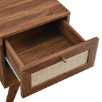 Modway Soma Modern Rattan, 1-Drawer Nightstand, Walnut