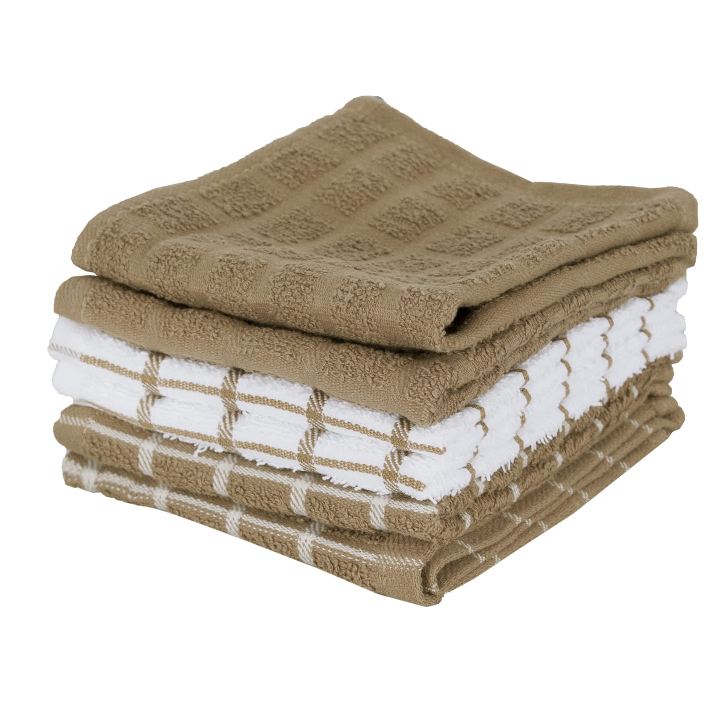 Ritz 100% Terry Cotton, Highly Absorbent Dish Cloth Set, 12    x 12   , 6-Pack, Mocha Brown