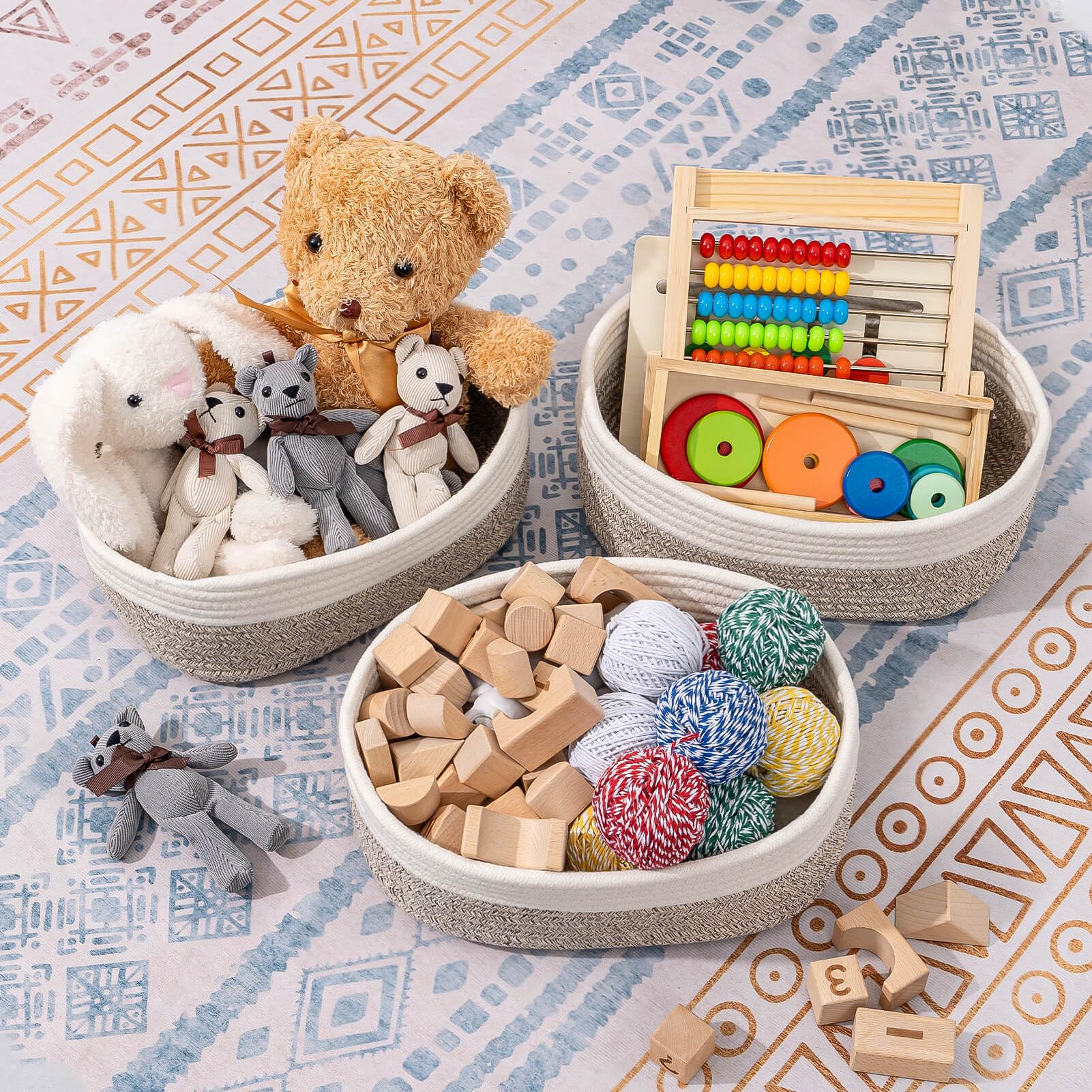 Cubesland Rope Woven Storage Baskets, Small Baby Nursery Organizer Basket, Rectangular Organization/Storage Bins, Closet Shelves