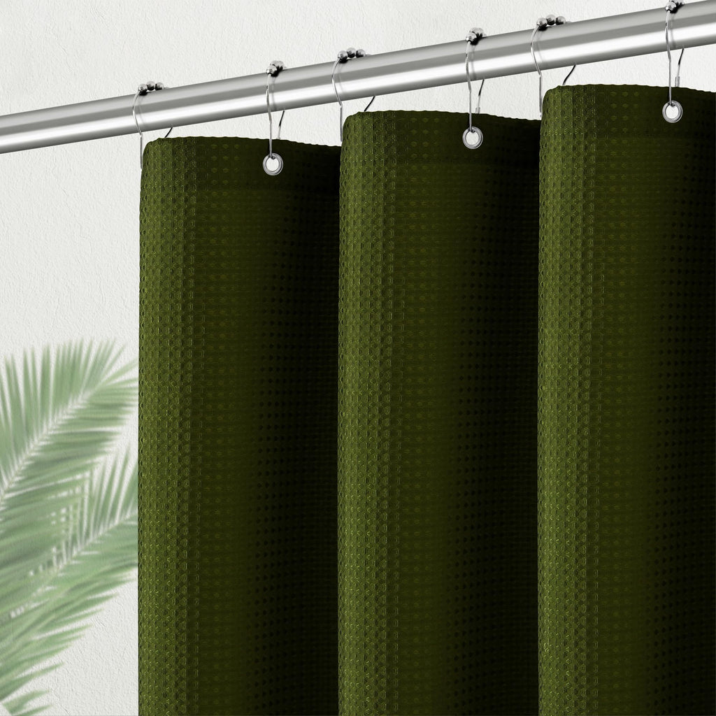 Pangsinne Waffle Shower Curtain, Stall Shower Curtain 36 X 72 Inches, Army Green Shower Curtain Heavy Duty Fabric, Hotel Quality