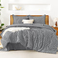Litanika King Size Comforter Set With Sheets Medium Gray - 7 Pieces Bed In A Bag King Chevron Tufted Complete Beddding Sets With