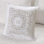 Madison Park Tuscany Daybed Cover Set-Trendy Damask Quilting With Scalloped Edges All Season Luxury Bedding With Bedskirt, Matching Shams, Decorative Pillow, White, 39'X75', 6 Piece