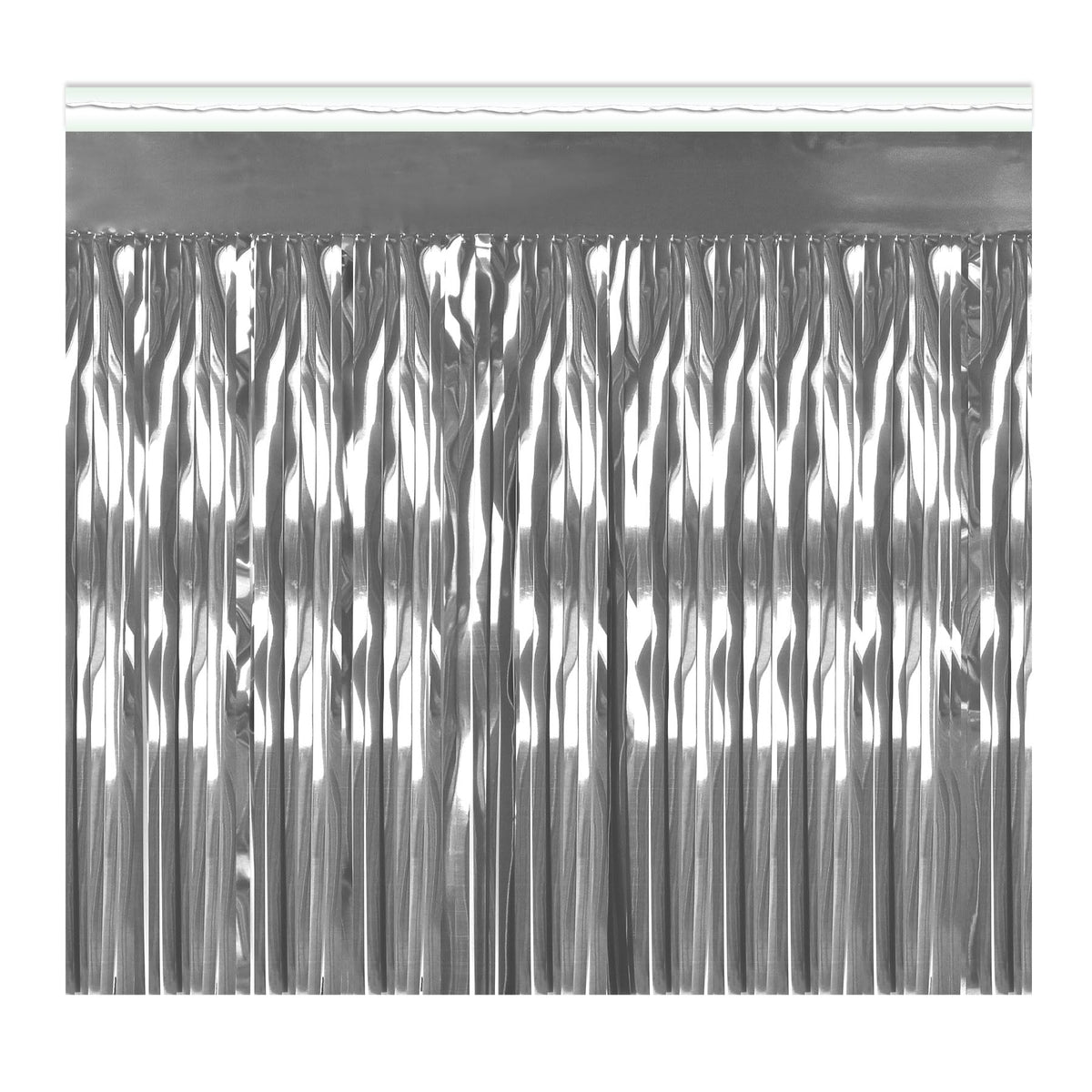 Pkgd 1Ply Fr Metallic Fringe Drape (Silver) Party Accessory (1 Count) (1/Pkg)