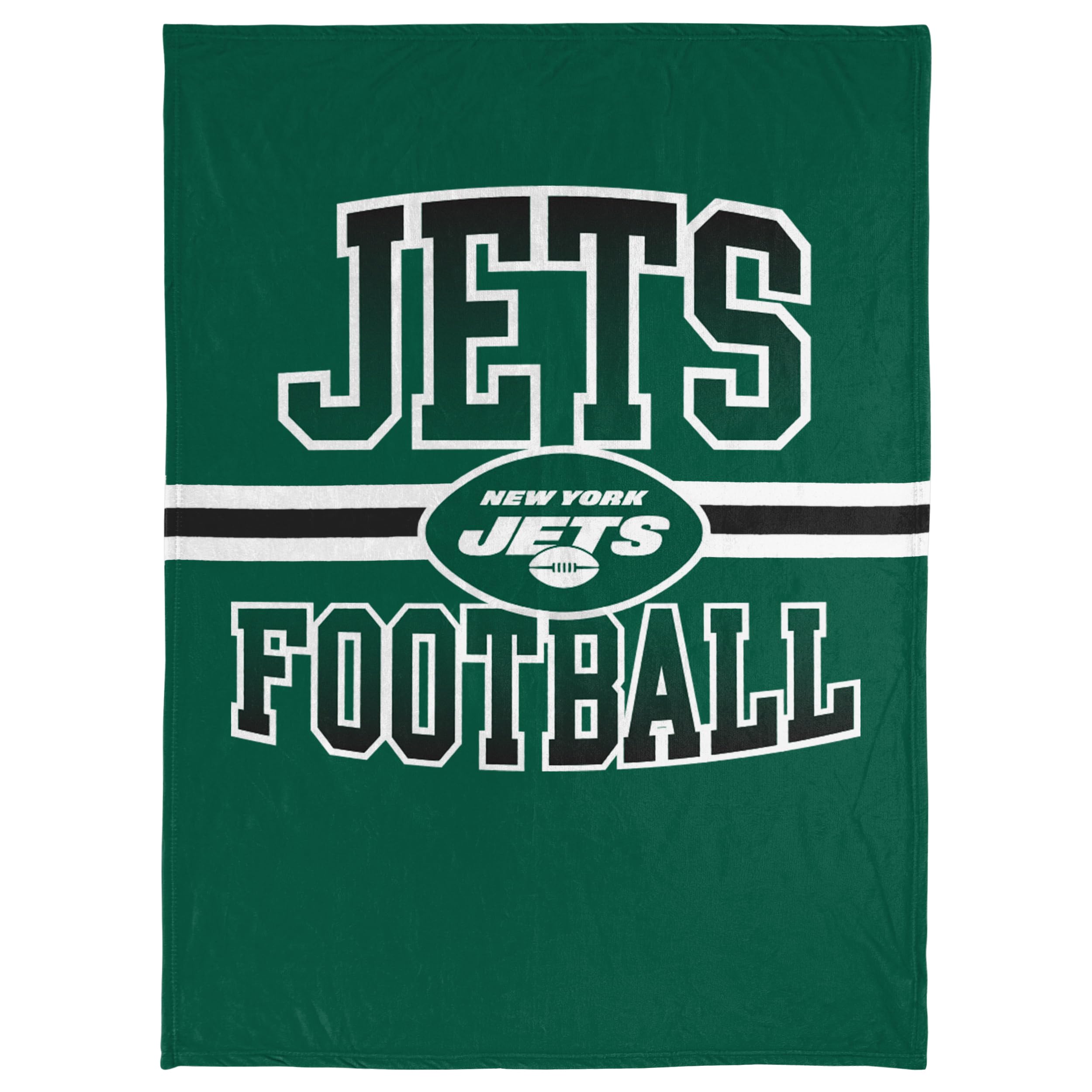 Foco Nfl Micro Raschel Plush Throw Blanket, Stripe Logo 45 X 60, New York Jets