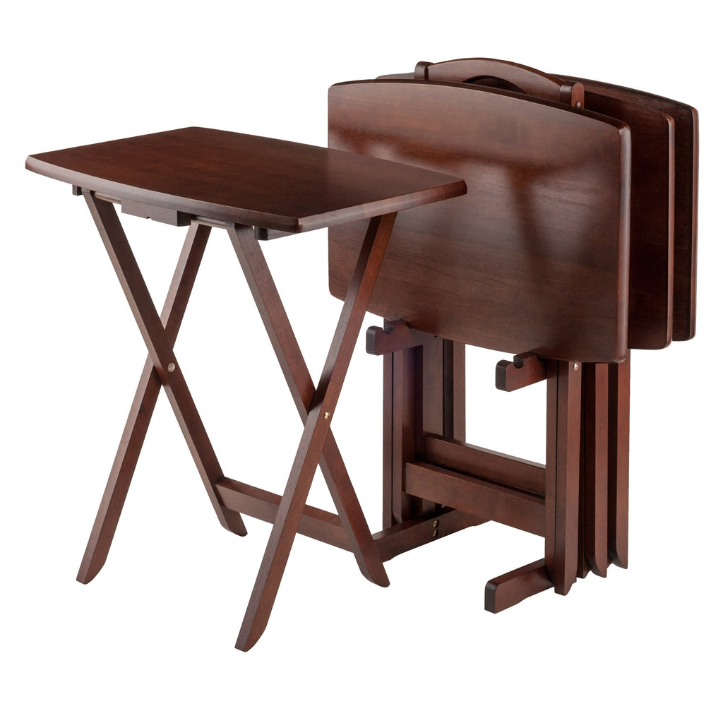 Winsome 94517 5pc Tv Table, Angle Shaped Tables With Stand-walnut