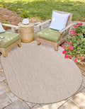 Unique Loom Outdoor Solid Collection Area Rug (5' 3'' x 8' Oval Beige/Ivory)