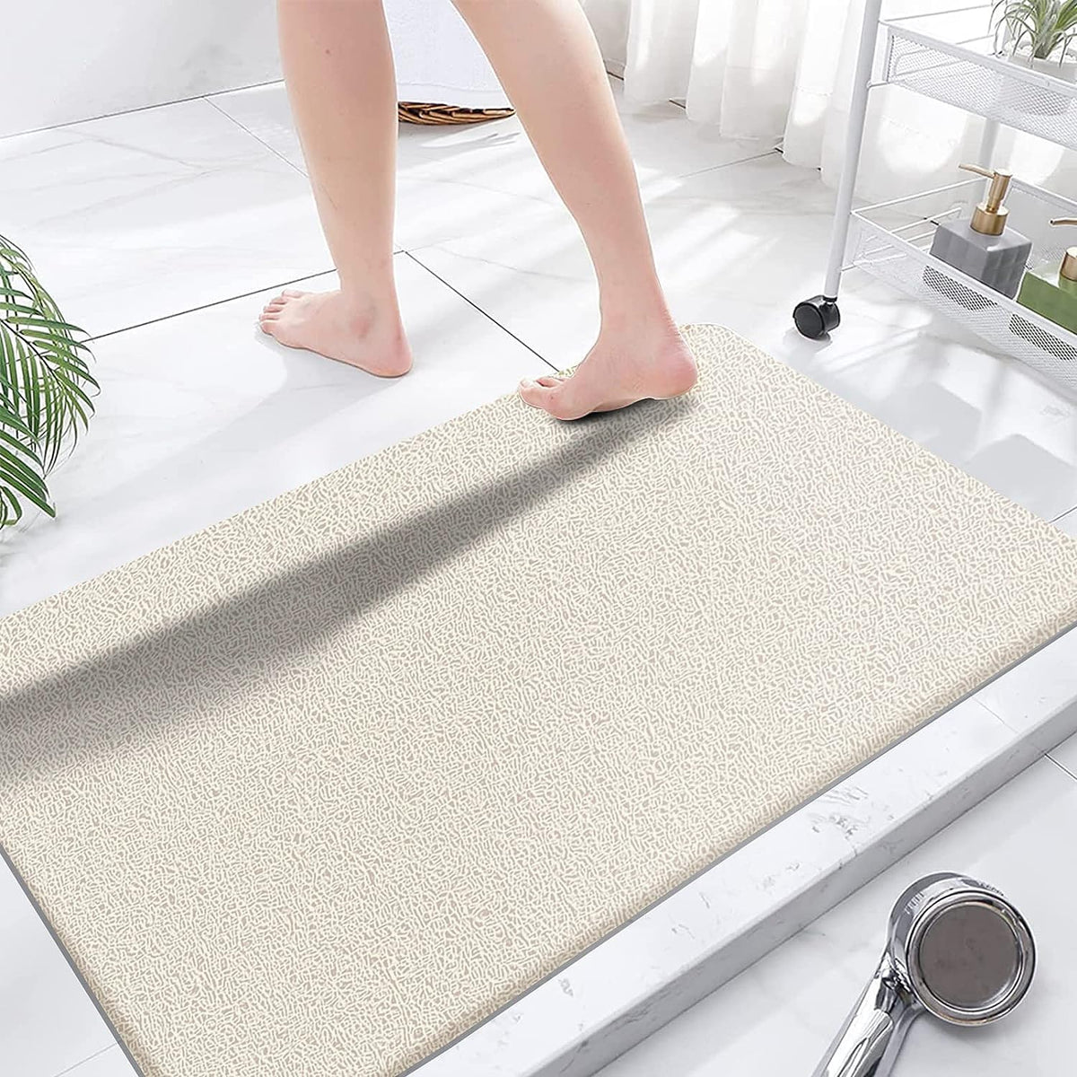 Extra Large Shower Mats Non Slip Without Suction Cups, 23.6 - 47.2 Inch, Bath Mat for Textured Tub Surface, Loofah Mats for Show