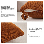 Sochow Fall Decorative Throw Pillow Covers 18X18 Inches Set Of 2, Soft Leaves Textured Flannel Fleece Pillowcase Square Cushion