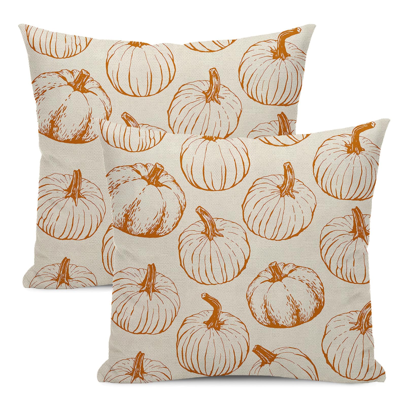 Fall Throw Pillow Covers 18 X 18 Set Of 2 Burnt Orange Pumpkin Autumn Pillow Cover Harvest Thanksgiving Farmhouse Pillowcase Out