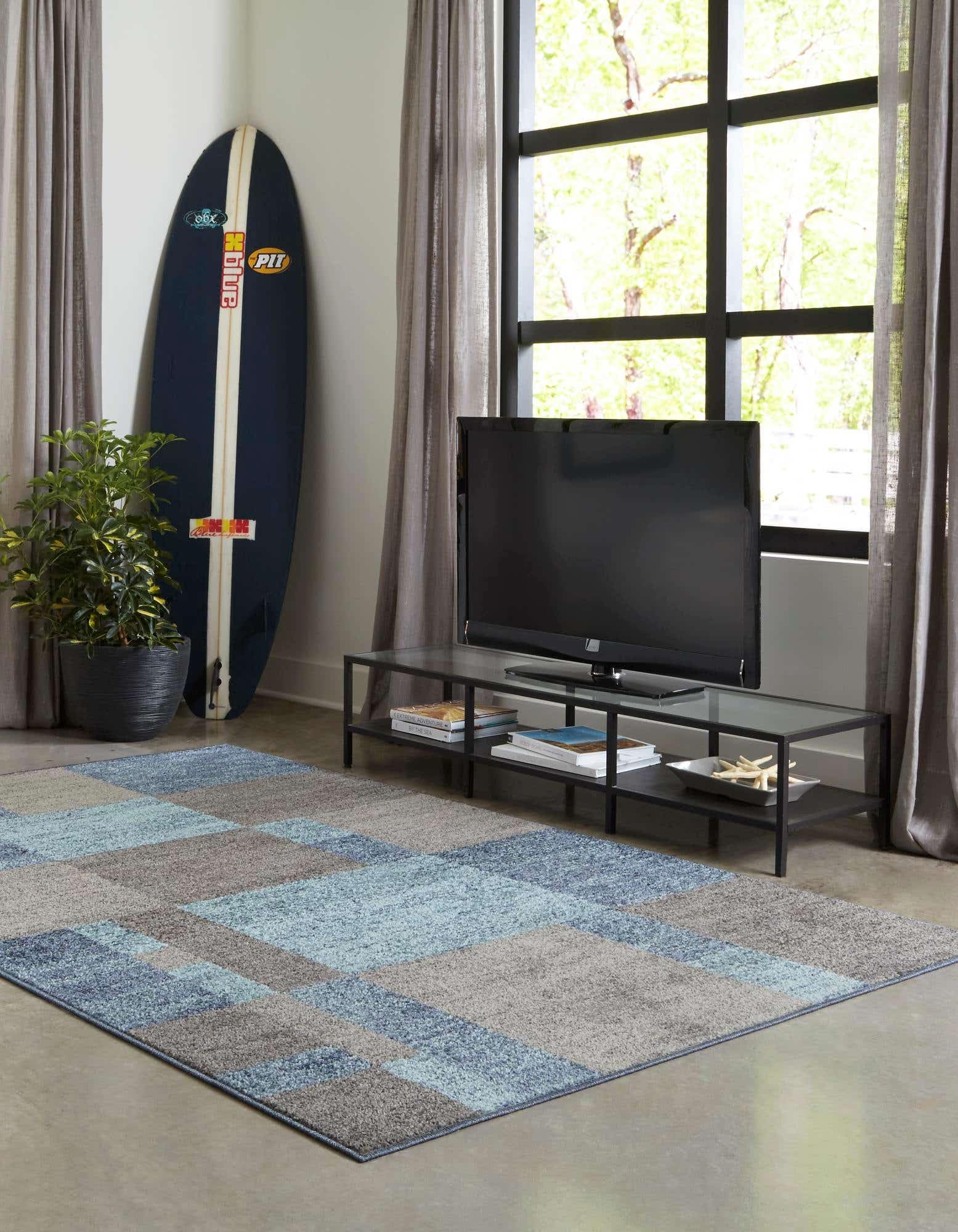 Unique Loom Autumn Collection Area Rug - Providence (7' 1'' X 10' Rectangle, Blue Gray/ Light Brown)