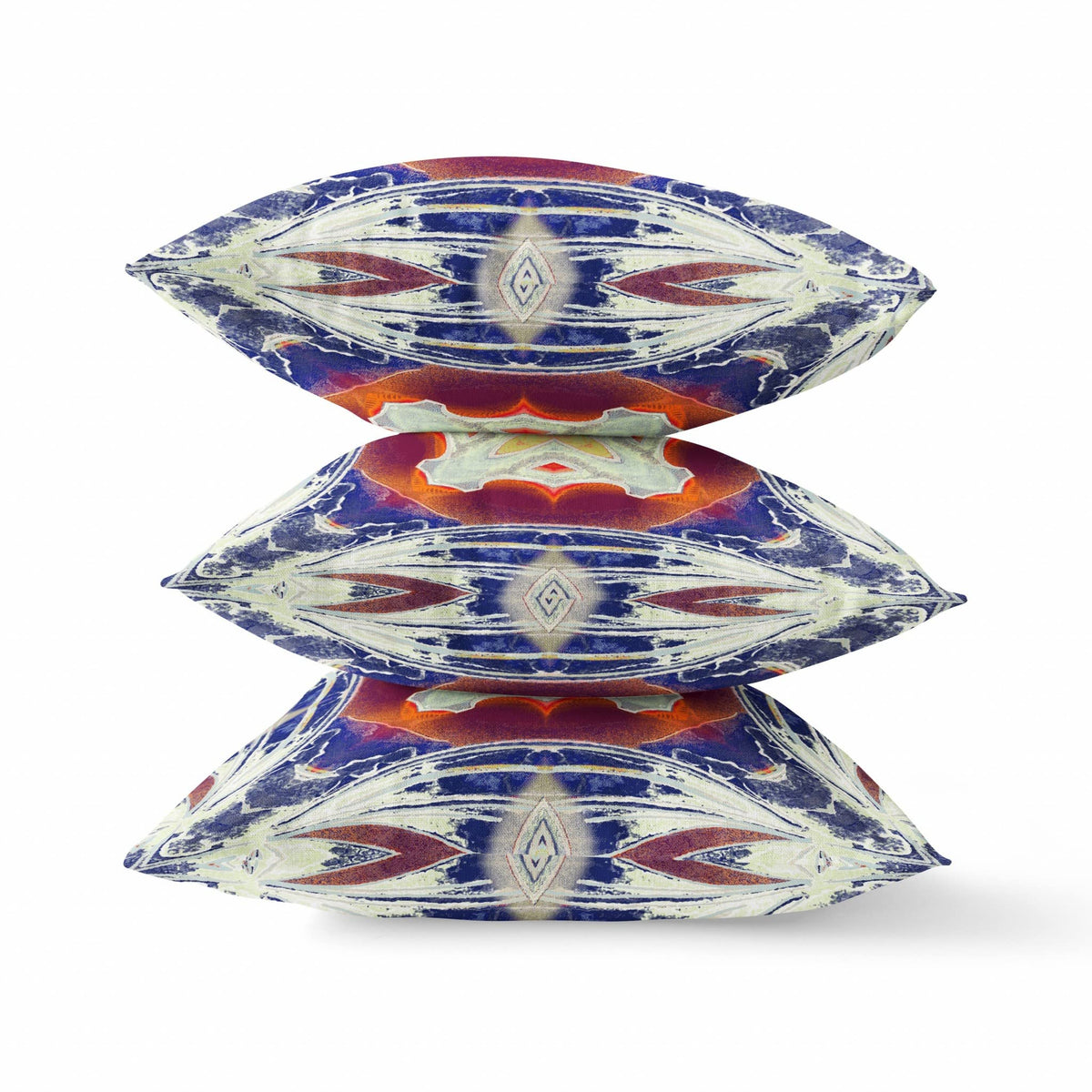 HomeRoots Indigo Orange Magenta White 20â€ Indigo White Geo Tribal Suede Throw Pillow