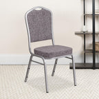 Flash Furniture Hercules Series Crown Back Stacking Banquet Chair In Herringbone Fabric - Silver Frame