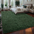 Larhom Fluffy Area Rugs For Living Room Bedroom, 5X8 Dark Green Ultra Soft Plush Fuzzy Rug, Anti-Skid Indoor Carpet Nursery Rugs