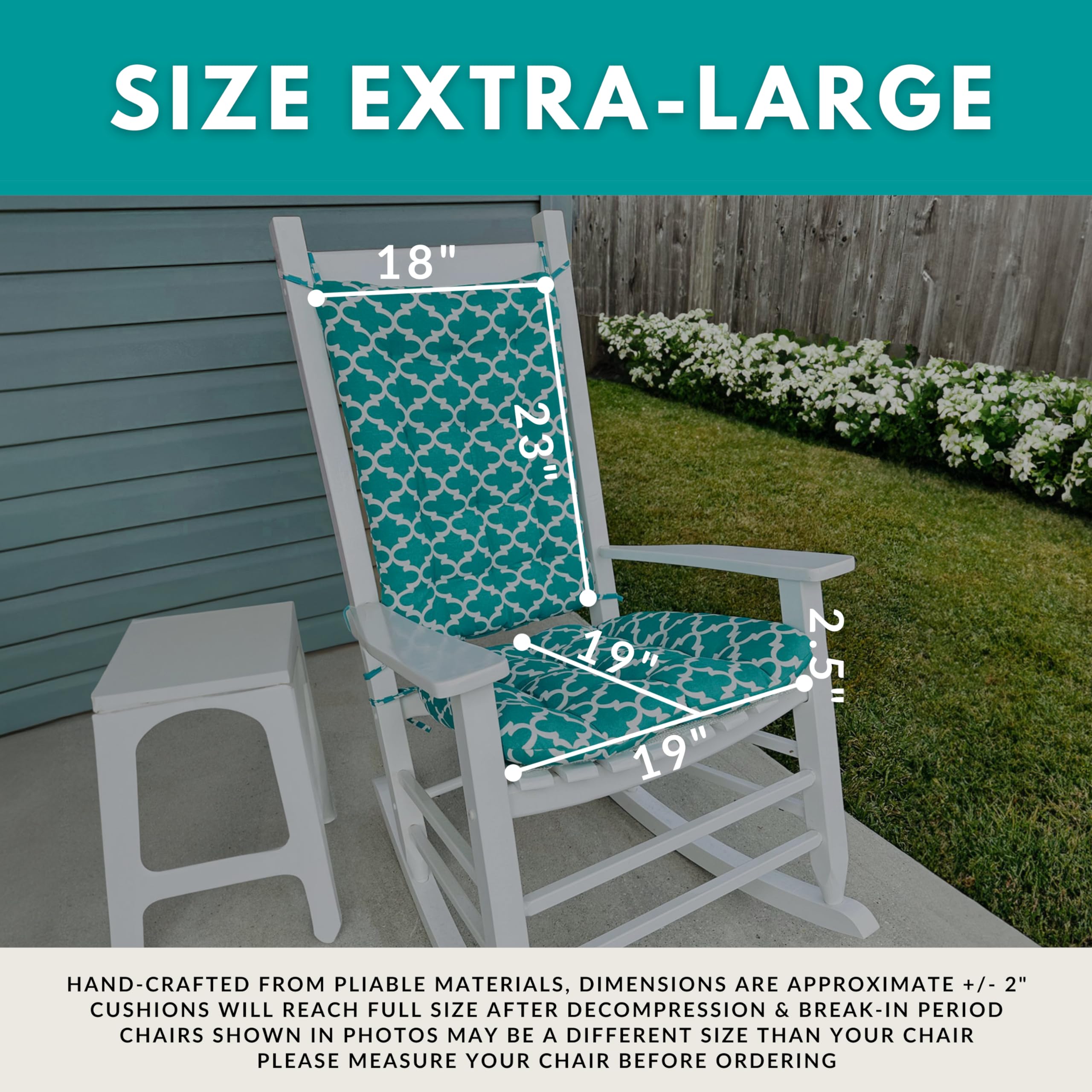 Barnett Home Decor Stars Navy Porch Rocker Cushions - Indoor-Outdoor: Fade Resistant, Waterproof - Latex Foam Fill Rocking Chair