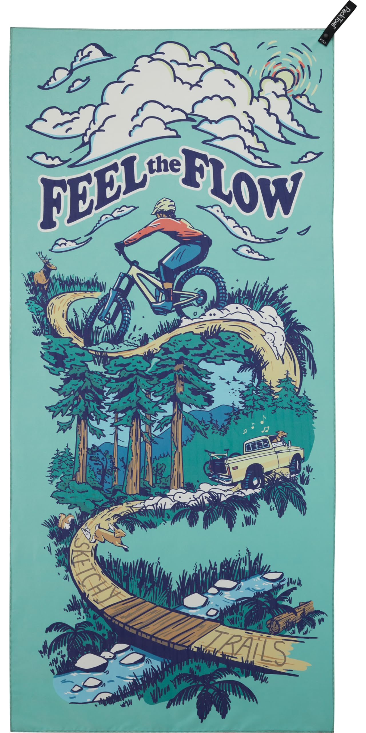 PackTowl Personal Ultralight Microfiber Camping and Travel Towel, Flow Print, Body