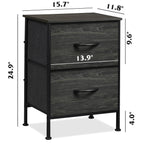 Wlive Nightstand, Nightstand With 2 Drawers, Bedside Furniture, Night Stand, Small Dresser For Bedroom, College Dorm, End Table With Fabric Bins, Dormitory, Charcoal Black Wood Grain Print, Size L