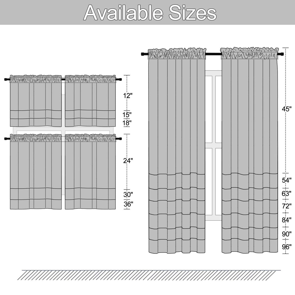 DONREN Curtain Tiers - Light Grey Blackout Short Curtains, 52"x30", 2 Panels, Model DR-GJM-06-LIGHTGREY