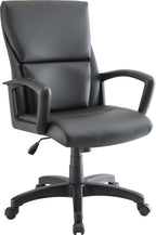 Lorell Euro Design Leather Executive Mid-Back Chair, Black