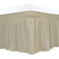 Biscaynebay Wrap Around Bed Skirts For King & Cal King Beds With 21' Drop, Camel Grey Adjustable Elastic Dust Ruffles Easy Fit