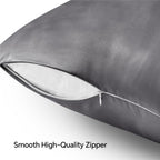 Bedelite Satin Pillowcase With Zipper, Dark Grey Pillow Cases Queen Size Set Of 2, Super Soft And Cooling Similar To Silk Pillow
