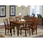 East West Furniture DUML7-MAH-LC Dudley 7 Piece Room Furniture Set Consist of a Rectangle Dining Table and 6 Faux Leather Upholstered Chairs, 36x60 Inch