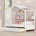 Twin Size House Bed with Storage Drawers,Kids House Bed Frame with Shelves,Cute Wood House Bed Twin with Roof for Kids,Girls,Boy