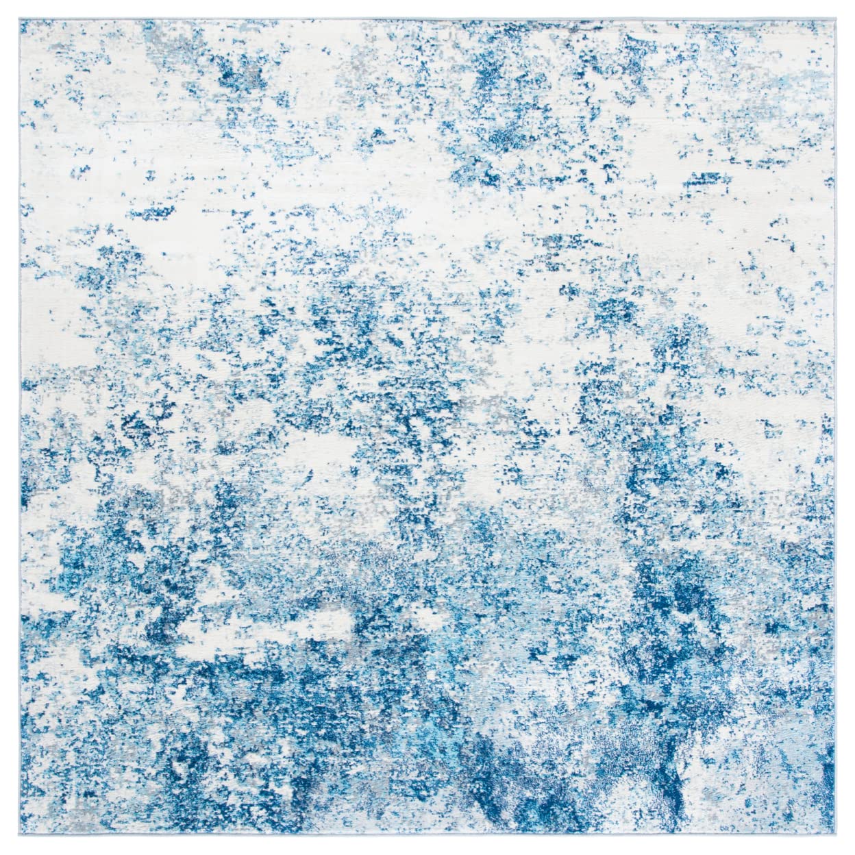 Safavieh Brentwood Collection 10 Square Ivory/Navy BNT822B Modern Abstract Non-Shedding Area Rug