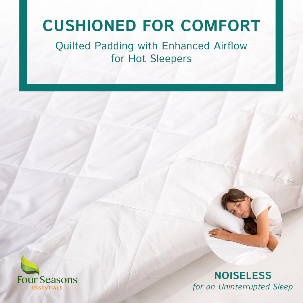 Full Size Quilted Mattress Pad - Fitted Waterproof Mattress Protector, Pillow Top Mattress Topper, Premium Quality Hypoallergeni