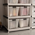 Iris Usa 54 Qt Stackable Plastic Storage Bins With Lids, 4 Pack - Bpa-Free, Made In Usa - Discreet Organizing Solution, Latches,