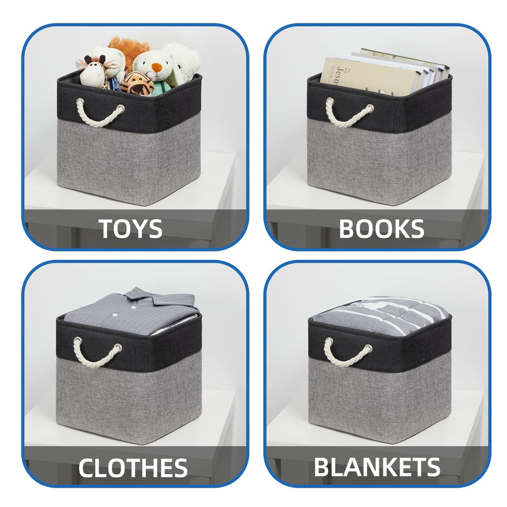 Temary 12 Inch Cube Storage Baskets 4 Pack Fabric Storage Bin For Clothes, Large Baskets With Handles, Basket For Organizing Tow