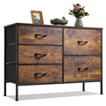 Wlive Dresser For Bedroom With 5 Drawers, Wide Bedroom Dresser With Drawer Organizers, Chest Of Drawers, Fabric Dresser For Living Room, Closet, Hallway, Rustic Brown Wood Grain Print