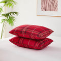 Southshore Fine Living, Inc. Red Plaid Throw Pillow Covers 26X26 In. Set Of 2 Euro Sham Covers, Quilted Pillow Shams 26 X 26 Com