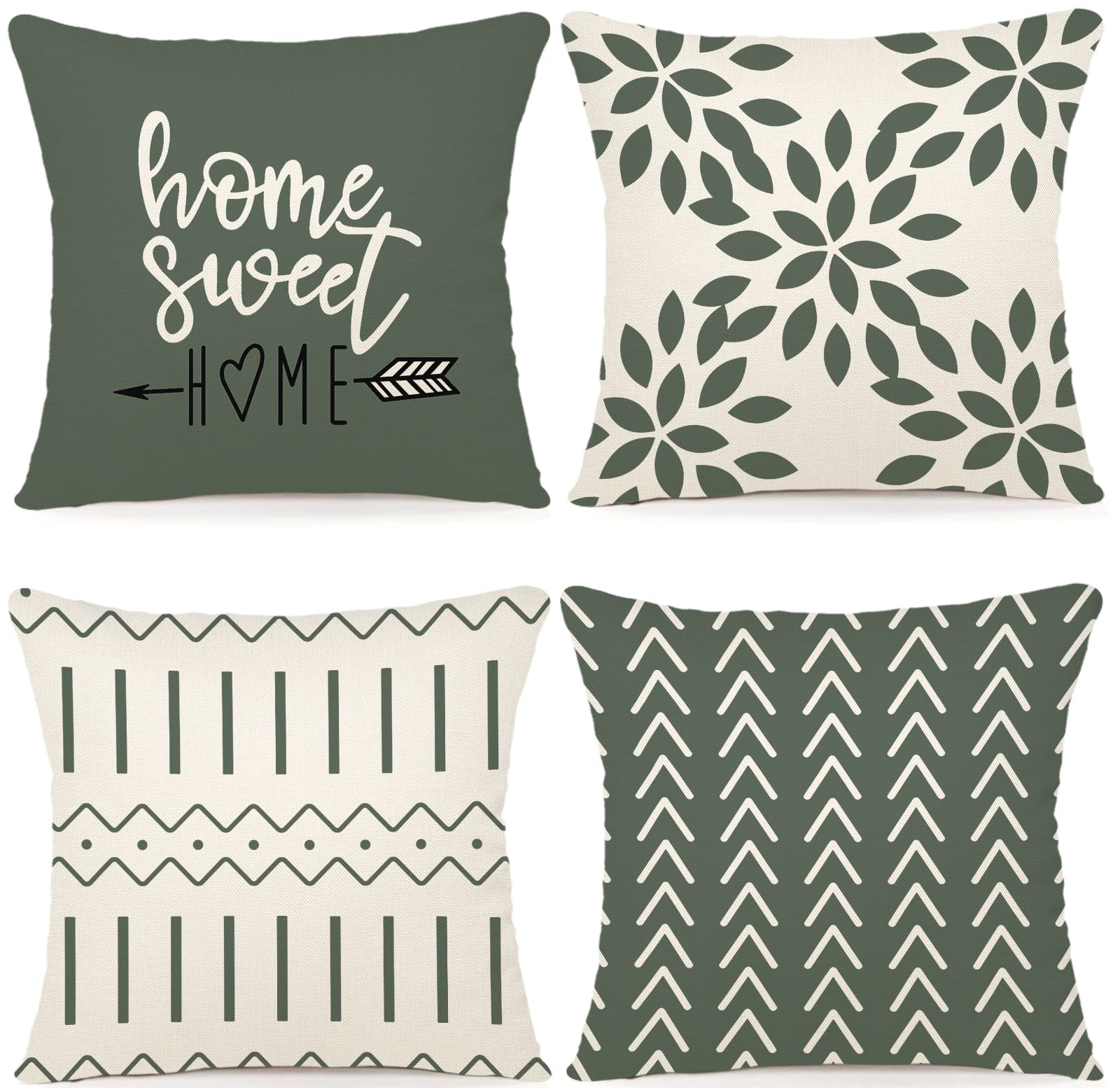 Ycoll Pillow Covers 20X20 Modern Sofa Throw Pillow Cover, Decorative Outdoor Linen Fabric Pillow Case For Couch Bed Car (Aqua Gr