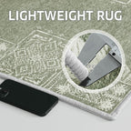 Nicetown Entryway Rug 2X3 Small Rug Sage Green Rug Washable Thin Geometric Area Rug - 2X3 Boho Non-Slip Entryway Rug Living Room