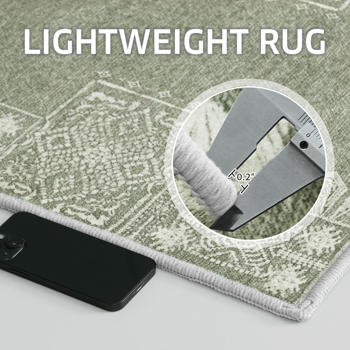 Nicetown Entryway Rug 2X3 Small Rug Sage Green Rug Washable Thin Geometric Area Rug - 2X3 Boho Non-Slip Entryway Rug Living Room