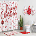 Newwiee 7 Pcs Christmas Bathroom Set Xmas Shower Curtain, Non-Slip U Shape Rug, Toilet Lid Cover, Bath Mat and 3 Washcloth Bathr